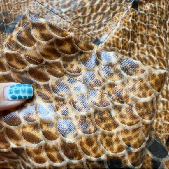 Selene Sport Snake Print Trench Jacket L Faux Leather Y2K Retro Mob Wife Glam - Picture 9 of 12